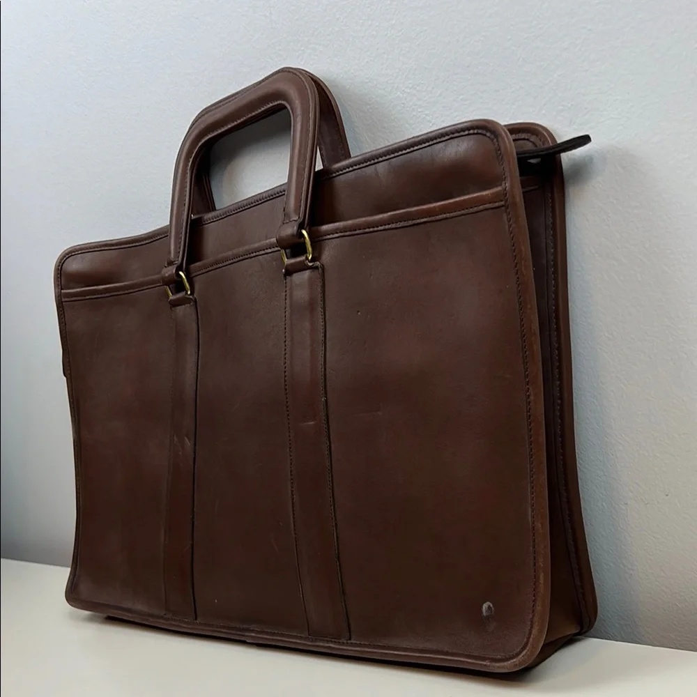 Vintage Coach USA Mahogany Leather Top Handle Office Work Briefcase Bag